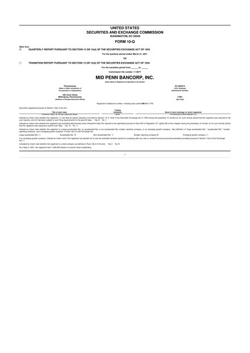 Thumbnail Mid Penn Bancorp 10-Q Quarterly Report FY2021 