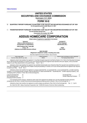 Thumbnail 
Addus HomeCare 10-Q Quarterly Report FY 