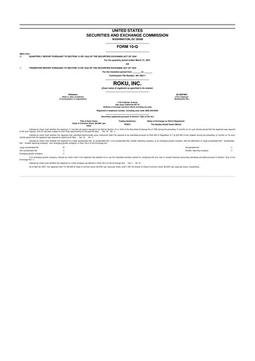 Vorschaubild Roku 10-Q Quartalsbericht 2021 