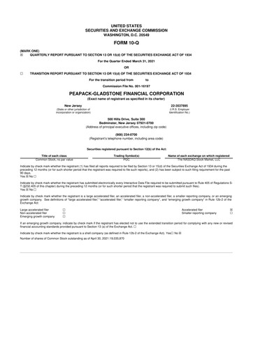 Thumbnail Peapack-Gladstone Financial 10-Q Quarterly Report FY2021 