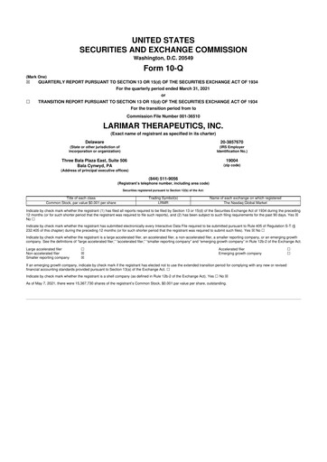 Thumbnail Larimar Therapeutics 10-Q Quarterly Report FY 