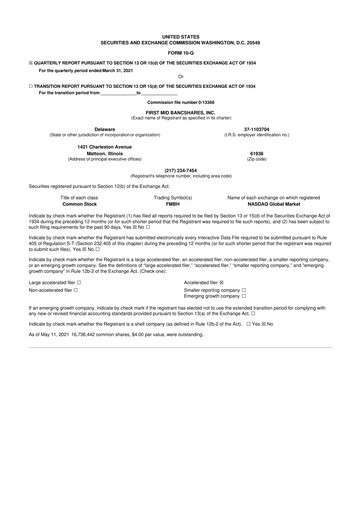 Vorschaubild First Mid Bancshares 10-Q Quartalsbericht 2021 