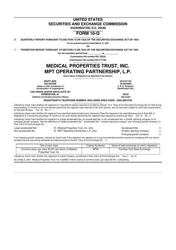 Vorschaubild Medical Properties Trust
 10-Q Quartalsbericht  