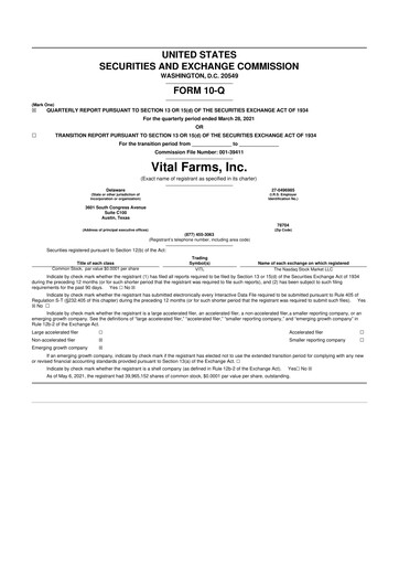 Thumbnail Vital Farms 10-Q Quarterly Report FY2021 