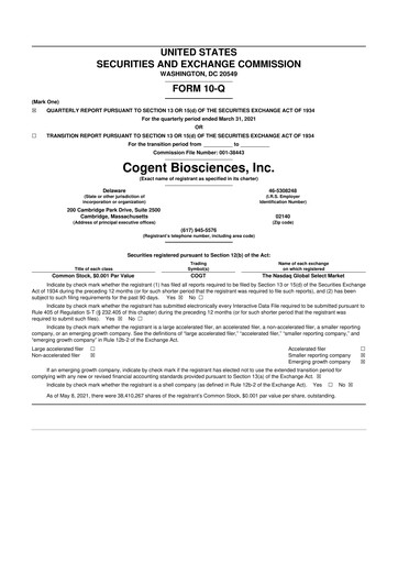 Thumbnail Cogent Biosciences 10-Q Quarterly Report FY2021 