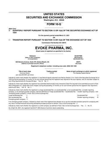 Thumbnail Evoke Pharma
 10-Q Quarterly Report FY2021 