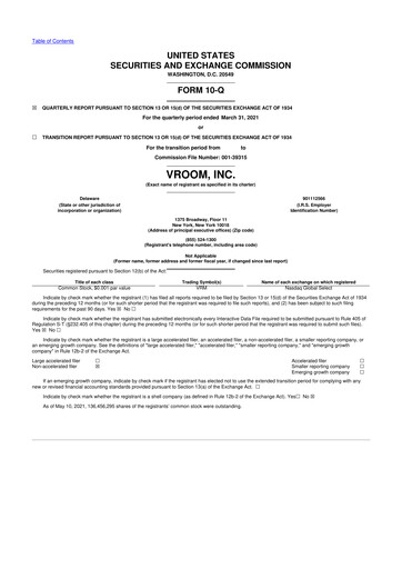 Vorschaubild Vroom 10-Q Quartalsbericht 2021 