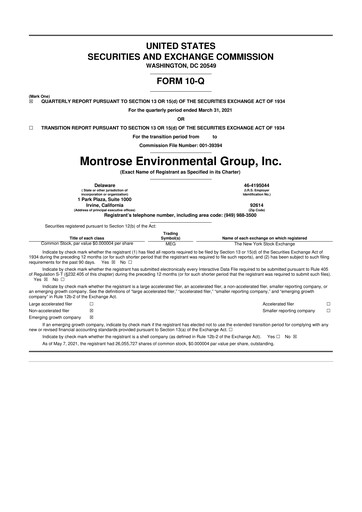 Thumbnail Montrose Environmental 10-Q Quarterly Report FY2021 