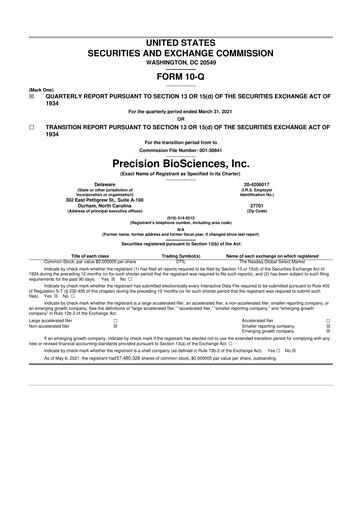 Thumbnail Precision BioSciences
 10-Q Quarterly Report FY2021 