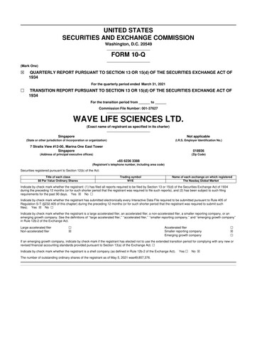 Thumbnail Wave Life Sciences 10-Q Quarterly Report FY2021 