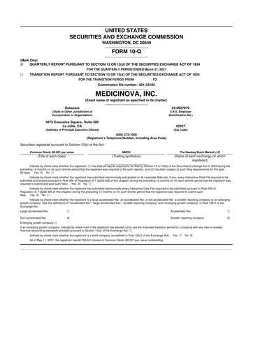 Thumbnail MediciNova 10-Q Quarterly Report FY 