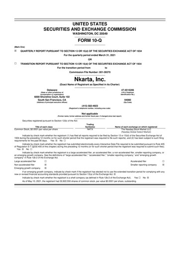 Thumbnail Nkarta 10-Q Quarterly Report FY 
