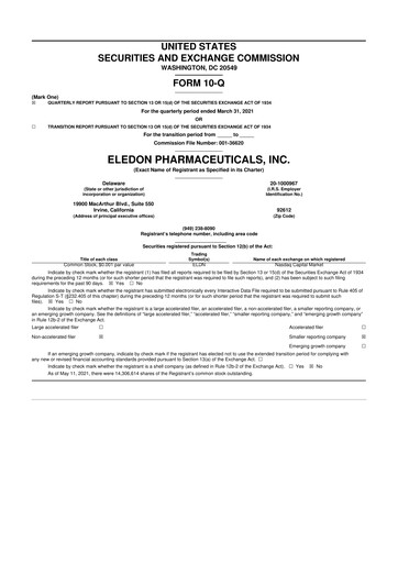 Thumbnail Eledon Pharmaceuticals 10-Q Quarterly Report FY 