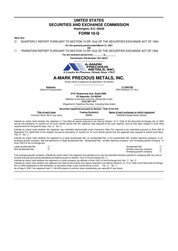Thumbnail A-Mark Precious Metals 10-Q Quarterly Report FY2021 