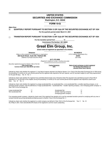 Thumbnail Great Elm Group 10-Q Quarterly Report FY2021 