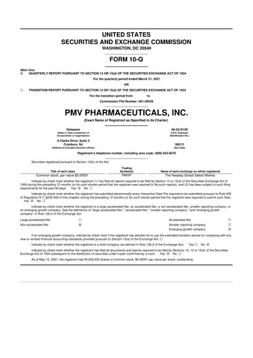 Vorschaubild PMV Pharmaceuticals 10-Q Quartalsbericht  