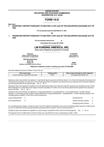 Thumbnail LM Funding America 10-Q Quarterly Report FY2021 