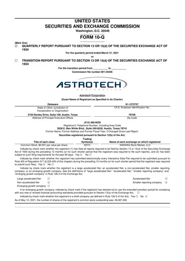 Thumbnail Astrotech 10-Q Quarterly Report FY2021 