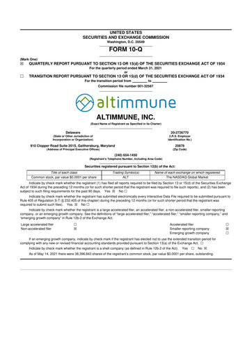 Thumbnail Altimmune 10-Q Quarterly Report FY 