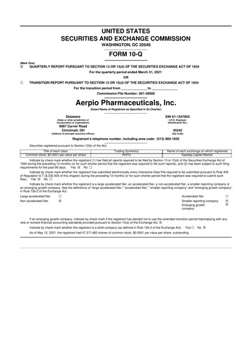 Miniature Aadi Bioscience 10-Q Rapport trimestriel 2021 