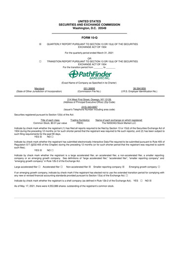 Vorschaubild Pathfinder Bancorp 10-Q Quartalsbericht 2021 