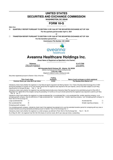 Thumbnail Aveanna Healthcare 10-Q Quarterly Report FY2021 