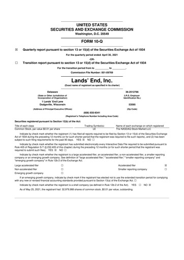 Thumbnail Lands' End
 10-Q Quarterly Report FY2021 