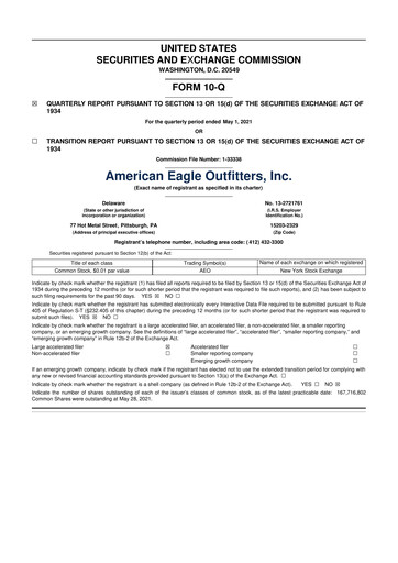 Thumbnail American Eagle Outfitters
 10-Q Quarterly Report FY2021 