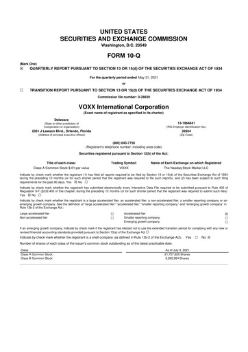 Thumbnail Voxx International
 10-Q Quarterly Report FY2022 