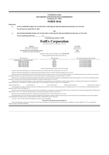 Thumbnail FedEx 10-K Annual Report 2021