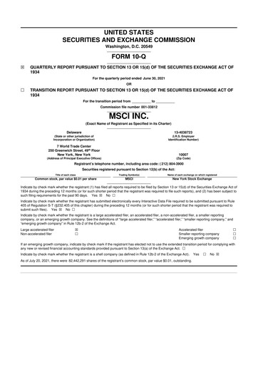 Thumbnail MSCI 10-Q Quarterly Report FY 
