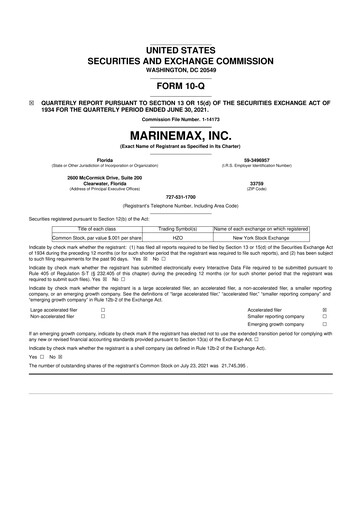 Thumbnail MarineMax 10-Q Quarterly Report FY 