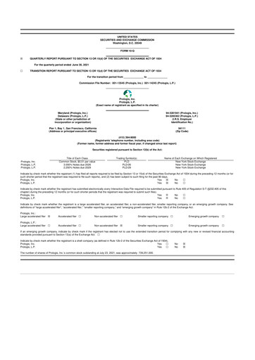 Thumbnail Prologis 10-Q Quarterly Report FY 