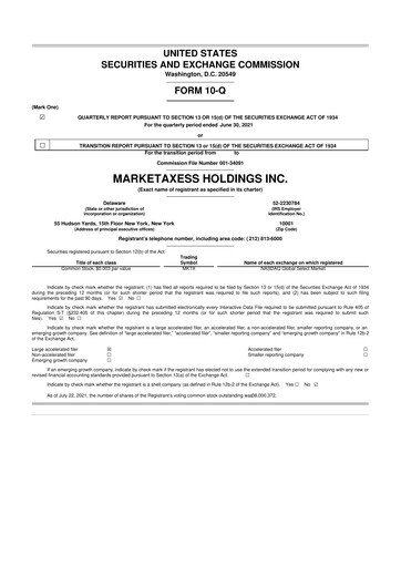 Thumbnail MarketAxess
 10-Q Quarterly Report FY2021 