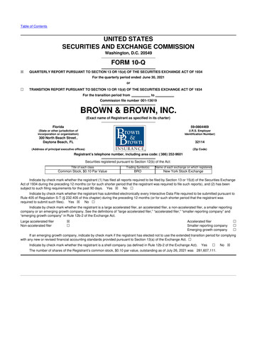 Thumbnail Brown & Brown
 10-Q Quarterly Report FY2021 