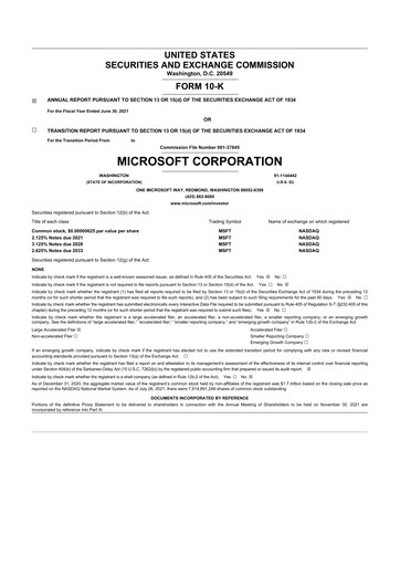 Thumbnail Microsoft 10-K Annual Report 2021
