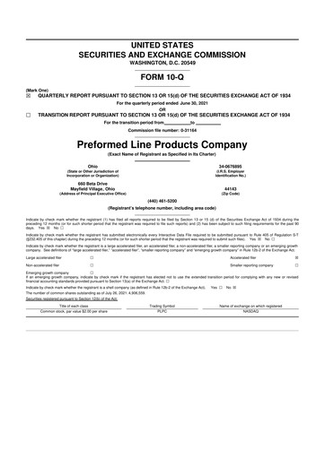 Vorschaubild Preformed Line Products 10-Q Quartalsbericht 2021 