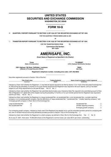 Thumbnail AMERISAFE 10-Q Quarterly Report FY 