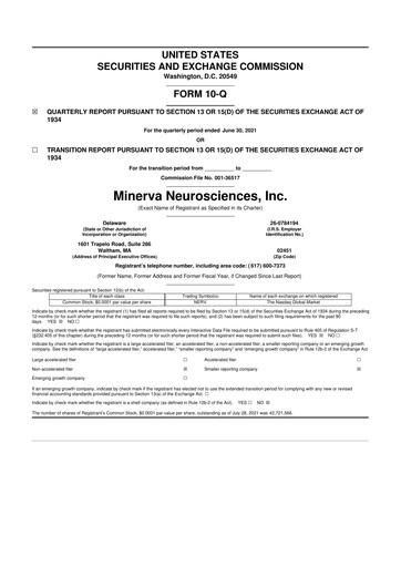Thumbnail Minerva Neurosciences
 10-Q Quarterly Report FY 