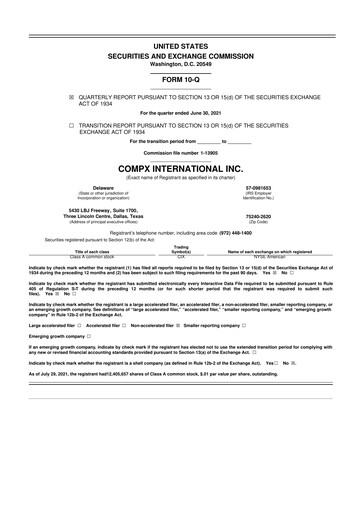 Thumbnail CompX International 10-Q Quarterly Report FY2021 