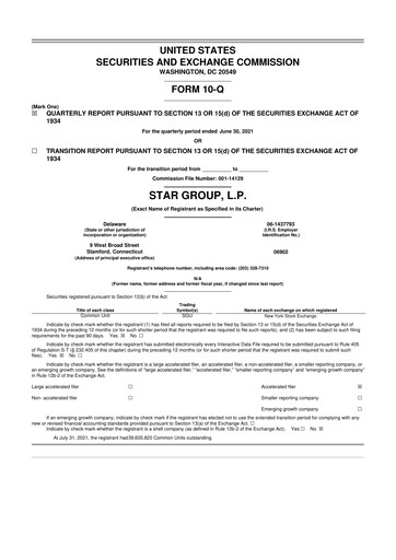Thumbnail Star Group 10-Q Quarterly Report FY2021 