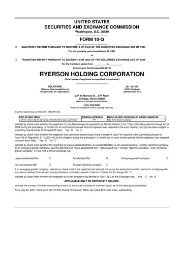 Thumbnail Ryerson 10-Q Quarterly Report FY 