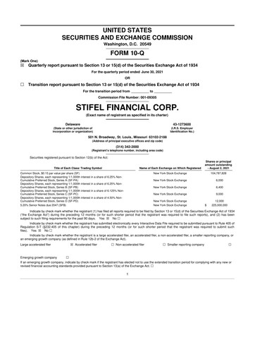 Thumbnail Stifel
 10-Q Quarterly Report FY2021 
