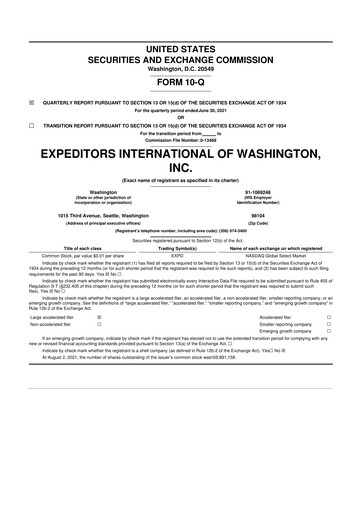 Thumbnail Expeditors International 10-Q Quarterly Report FY2021 