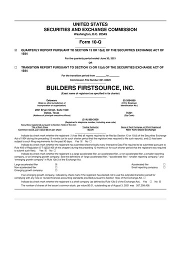 Thumbnail Builders FirstSource
 10-Q Quarterly Report FY2021 