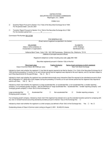 Thumbnail PHX Minerals 10-Q Quarterly Report FY2021 