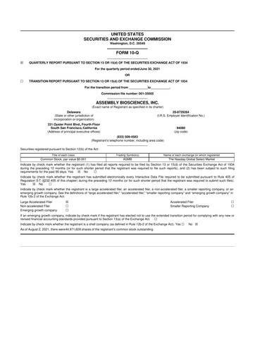 Thumbnail Assembly Biosciences 10-Q Quarterly Report FY2021 