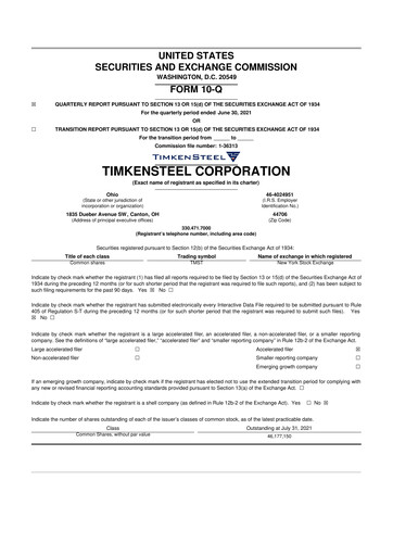 Miniature Metallus 10-Q Rapport trimestriel 2021 