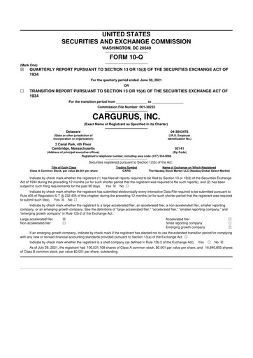 Thumbnail CarGurus 10-Q Quarterly Report FY 