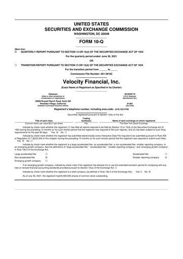 Thumbnail Velocity Financial 10-Q Quarterly Report FY2021 